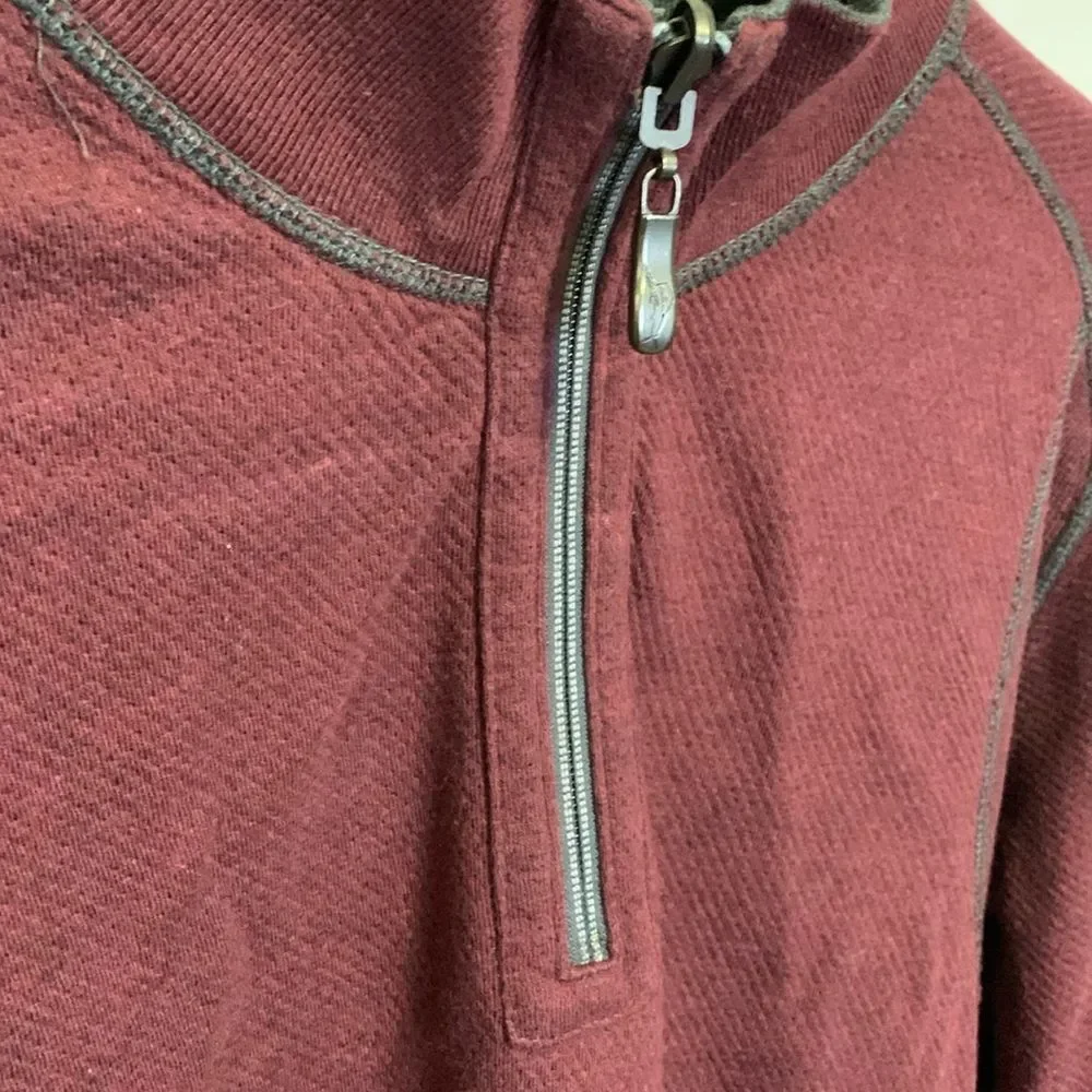 Tommy Bahama Men's Gray Wine Reversible 1/4 Zip LS Pullover Sweatshirt Size 2XL